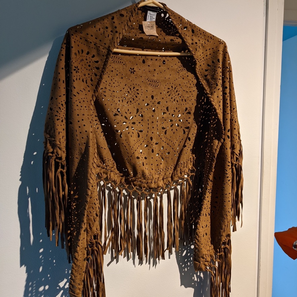 American eagle brown poncho vest